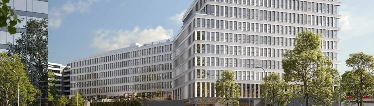 Abbildung eines Bürogebäudes aus Glas in der Friedenauer Höhe.