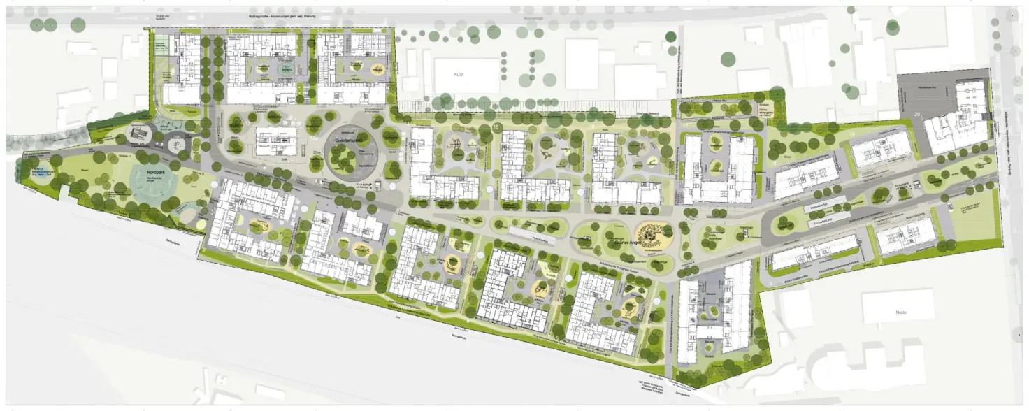 Ansicht Marienhöfe von oben. Credit: collignon architektur